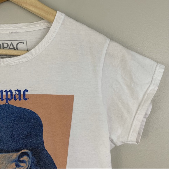 TUPAC 2PAC White Blue Graphic Band Tee - Picture 2 of 6